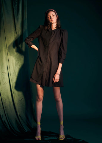 Layered Stories Shirt Dress- Black