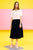 Midi Cotton Sateen Skirt - Black